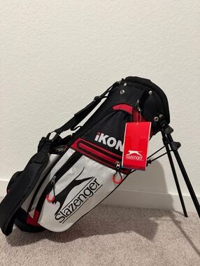Slazenger Ikon Stand Golf Bag — Black, White & Red